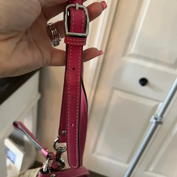 Vintage Coach A1073-F13674 - Jacquard Pink Striped Shoulder Bag - Brown & Tan - Picture 4 of 8